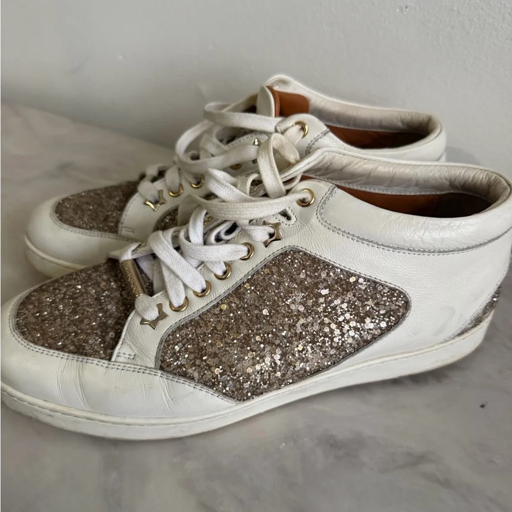 Jimmy Choo Stylish Glitter Sneakers size 8.5